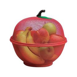 TEMU Fruits Bowl Basket Shape Mesh With Lid Tabletop Vegetable Holder Pets & Insects Out Kitchen Dishwashing Drain Basket (red)