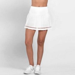 Lucky In Love Long Be Tulle Pleat Skirt Women's Tennis Apparel White