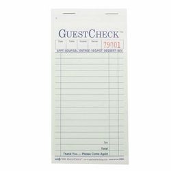 National Checking Company A7000 Guest Check - 2 Parts Booked, 2 Lines, Green