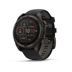 Garmin fenix 8 Solar 47mm GPS Watch Sapphire Carbon Gray DLC Titanium with Black/Pebble Gray Silicone 010-02906-10
