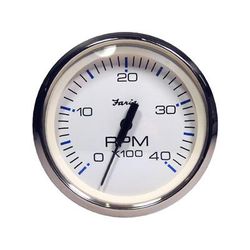 Faria Beede Instruments Chesapeake White SS 4" Tachometer - 4000 RPM Diesel - Magnetic Pick-Up 33818