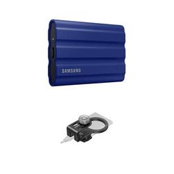 Samsung 1TB T7 Shield Portable SSD (Blue) with MagSafe/Cold Shoe SSD Holder MU-PE1T0R/AM