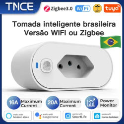 TNCE Tuya Brazil Plug 16/20A wifi, zigbee3.0 socket Power Monitor, Type N outlet adapter, Smart life APP,Voice Google Home Alexa