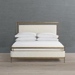 Angelina Bed - Matte Black, Ivory Linen Parks Performance, King - Frontgate