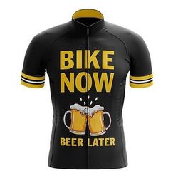 Per uomo Maglia da Ciclismo Birra Manica Corta Bicicletta Top con 3 tasche posteriori Mountain Bike MTB Ciclismo su strada Asciugatura Rapida Strisce Riflettenti Tasca Posteriore Traspirante Gli sport
