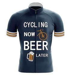 Per uomo Maglia da Ciclismo Birra Manica Corta Bicicletta Top con 3 tasche posteriori Mountain Bike MTB Ciclismo su strada Asciugatura Rapida Strisce Riflettenti Tasca Posteriore Traspirante Gli sport