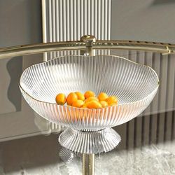 TEMU Home Light Tray Pet Transparent Plastic Ins Wind Household Snack Tray Gold Rim Basket Ktv Fruit Tray 1 Pack