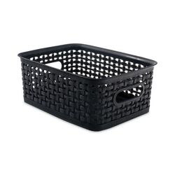Advantus 36000 Plastic Weave Bin, Small, 10" x 7.5" x 4", Black AVT36000