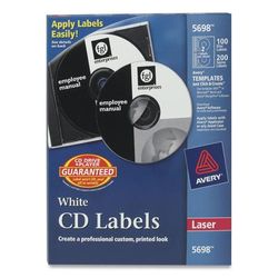 Avery 05698 Laser CD Labels, Matte White, 100/Pack - Pack of 100 AVE5698