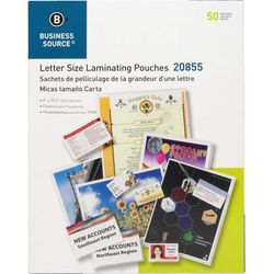 Business Source 20855 Laminating Pouch, Letter, 5Mil, 9" x 11-1/2", 50/BX, Clear - Box of 50 BSN20855