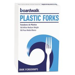 Boardwalk FORKBX Mediumweight Polystyrene Cutlery, Fork, White, 100/Box - Box of 100 BWKFORKBX