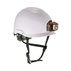 Ergodyne 60201 Skullerz 8974LED Class E Safety Helmet w/8981 Universal LED Headlamp, 6-Pt Ratchet Susp, White, Ships in 1-3 Business Days