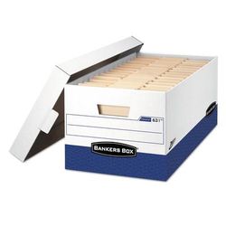 Fellowes 0063101 PRESTO Heavy-Duty Storage Boxes, Letter Files, 13" x 25.38" x 10.5", White/Blue, 12/Carton - Case of 12 FEL0063101