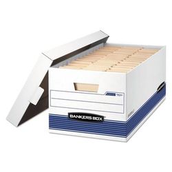 Fellowes 00701 STOR/FILE Medium-Duty Storage Boxes, Letter Files, 12.88" x 25.38" x 10.25", White/Blue, 12/Carton - Carton of 12 FEL00701