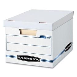 Fellowes 00703 STOR/FILE Basic-Duty Storage Boxes, Letter/Legal Files, 12.5" x 16.25" x 10.5", White/Blue, 12/Carton - Carton of 12 FEL00703