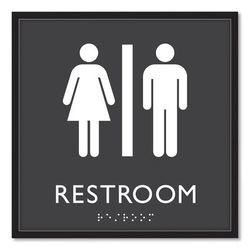 Headline® Sign 66910 ADA Sign, Unisex Restroom, Plastic, 8 x 8, Clear/White