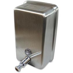 Genuine Joe 85134 Liquid Soap Dispenser, Vertical, 40oz Cap, Stainless Steel GJO85134