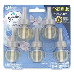 Glade 322829 Plugins Scented Oil Refill, Clean Linen, 0.67 oz, 5/Pack - Pack of 5 SJN322829