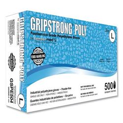 GripStrong® Poly GSPE504 Foodservice Grade Polyethylene Gloves, Clear, Large, Polyethylene, 500/Box, 20 Boxes/Carton - Case of 10000 SEZGSPE504