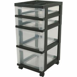 Iris 116827 Mini Chests, 4-Drawer, 12-1/16" x 14-1/4" x 26-7/16", Black IRS116827