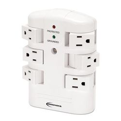 Innovera 71651 Wall Mount Surge Protector, 6 Outlets, 2160 Joules, White