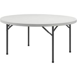 Lorell 60327 Banquet Folding Tablet, 300lb Capacity, Round Top x 48" Diameter x 29-1/4 High, Platinum