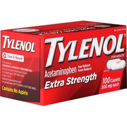 Johnson & Johnson 044909 Tylenol Extra Strength Caplets, 500mg, 100/BX - Box of 100