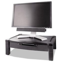 Kantek MS520 Wide Two-Level Stand with Drawer, Height-Adjustable, 20 x 13 1/4, Black
