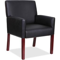 Lorell 20027 Guest Chair with Arms, 24" x 25" x 35-1/2", Black Leather LLR20027