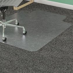 Lorell 25757 PlushMat Standard Lip Chairmat, 48" Length x 36" x 0.13" Thickness, Lip Size 10" Length x 19" Width, Vinyl, Clear