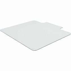 Lorell 82837 Glass Chairmat with Lip, Hardwood Floor, Carpet45" x 53" Depth, Lip Size 23" Length x 6" Width, Tempered Glass, Clear LLR82837