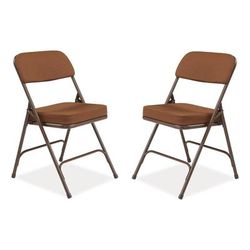 National Public Seating 3219 3200 Series Premium Fabric Dual-Hinge Folding Chair, Supports 300 lb, Gold Seat/Back, Brown Base, 2/CT - Case of 2 NPS321