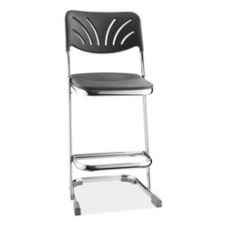 National Public Seating 6624B 6600 Series Elephant Z-Stool With Backrest, Supports 500 lb, 24" Seat Ht, Black Seat/Back, Chrome Frame NPS6624B