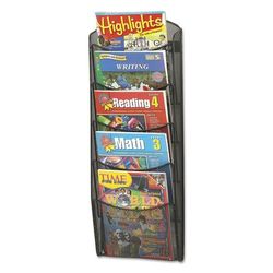 Safco 5578BL Onyx Mesh Literature Rack, Five Compartments, 10.25w x 3.5d x 28.33h, Black
