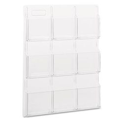 Safco 5603CL Reveal Clear Literature Displays, 9 Compartments, 30w x 2d x 36.75h, Clear SAF5603CL