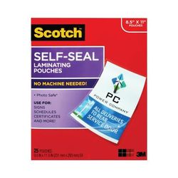 Scotch™ LS854-25G Self-Sealing Laminating Pouches, 9.5 mil, 9" x 11.5", Gloss Clear, 25/Pack - Pack of 25