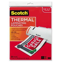 Scotch™ TP385420 Laminating Pouches, 3 mil, 9" x 11.5", Gloss Clear, 20/Pack - Pack of 20