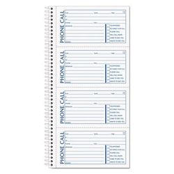 TOPS 74620 Second Nature Phone Call Book, Two-Part Carbonless, 2.75 x 5, 4/Page, 400 Forms TOP74620