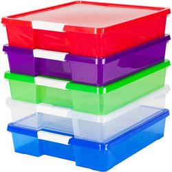 Storex 63202U05C Craft Box, Stackable, 14"Wx14"Lx3"H, 5/CT, Assorted - Case of 5 STX63202U05C