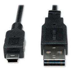Tripp Lite UR030006 Universal Reversible USB 2.0 Cable, Reversible A to 5-Pin Mini B (M/M), 6 ft.