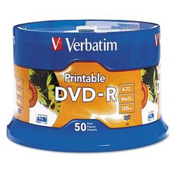 Verbatim 95137 DVD-R Disc, 4.7 GB, 16x, White, 50/Pk K44547