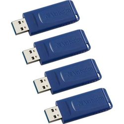 Verbatim 97275CT USB Flash Drive, Capless, 16GB, 4/CT, Blue - Case of 4 VER97275CT