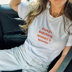 richsport Busy Watching Women's Tennis Apparel Tennis Tee Unisex White