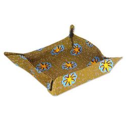 Starry Mornings,'Handcrafted Green Cotton Basket Napkin with Velcro Accents'