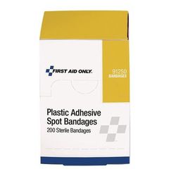 First Aid Only Plastic Spot Adhesive Bandages, 0.88" Dia, 200/Pack (FAO91250020)