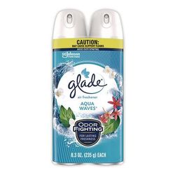 Glade Air Freshener, Aqua Waves Scent, 8.3 oz Aerosol Spray, 2/Pack (SJN357471)