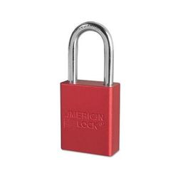 Master Lock Solid Aluminum Padlock, 1/4 in dia, 1-1/2 in L x 3/4 in W, Red (045-A1106RED)