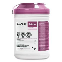 Sani Professional Sani-Cloth Prime Germicidal Disposable Wipes, Large, 6 x 6.75, Unscented, White, 160/Canister, 12 Canisters/Carton (PDIP25372)