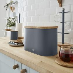 Nordic Bread Bin With Cutting Board - White by Salton® in Grey