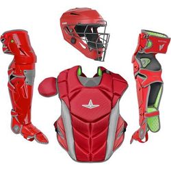 All Star MVP-Pro NOCSAE Certified Adult Baseball Catcher's Set Scarlet/Graphite